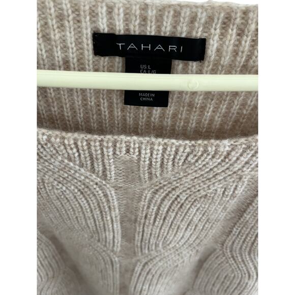 Tahari Women Junior M Cable Knit Sweater Dolman Pullover Sustainable Preppy - Picture 2 of 3